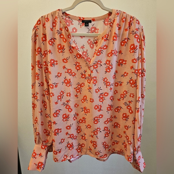 Ann Taylor Tops - Ann Taylor Pink Floral Blouse XL